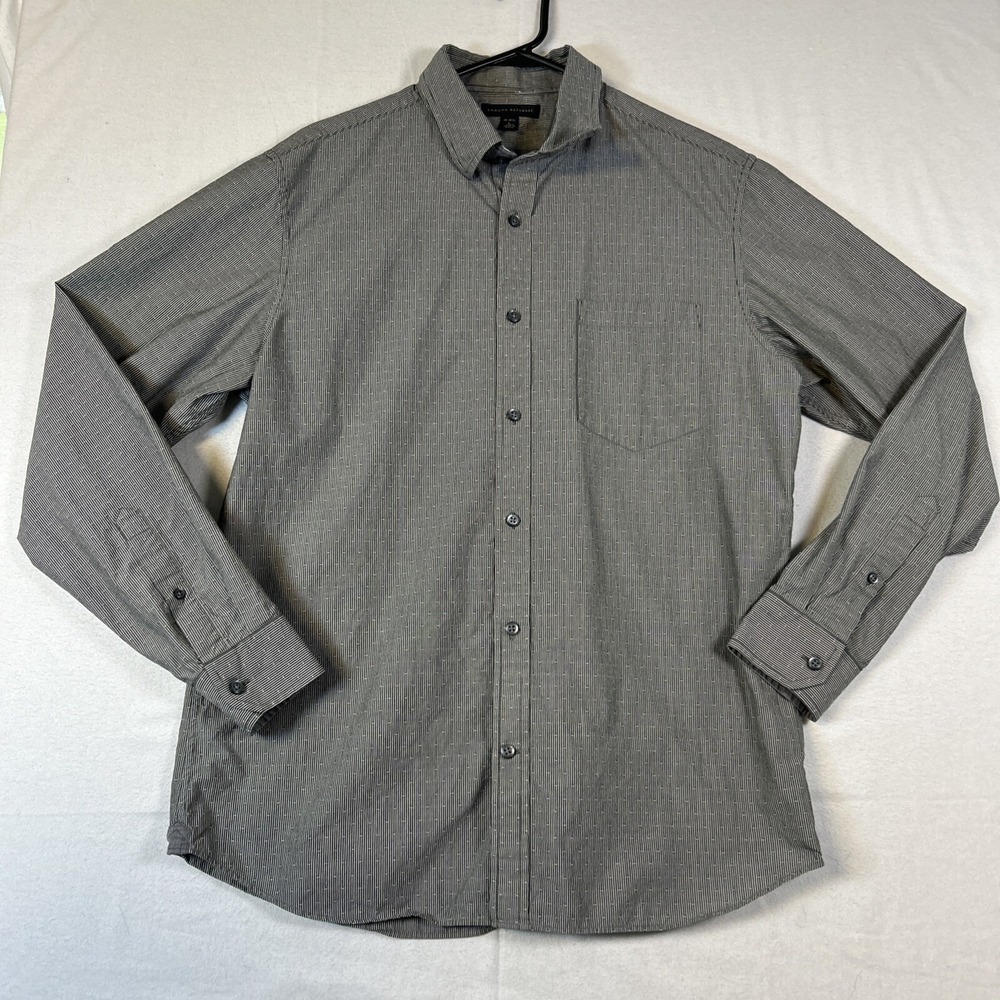 Banana Republic Long Sleeve Button Down Shirt Men's Large Black White Check